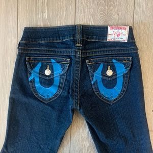 EUC! Rare True Religion Joey Flare Painted Jeans Sz 26 (Tag 27)